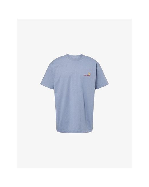 Carhartt Blue American Script Short-Sleeve Cotton T-Shirt for men