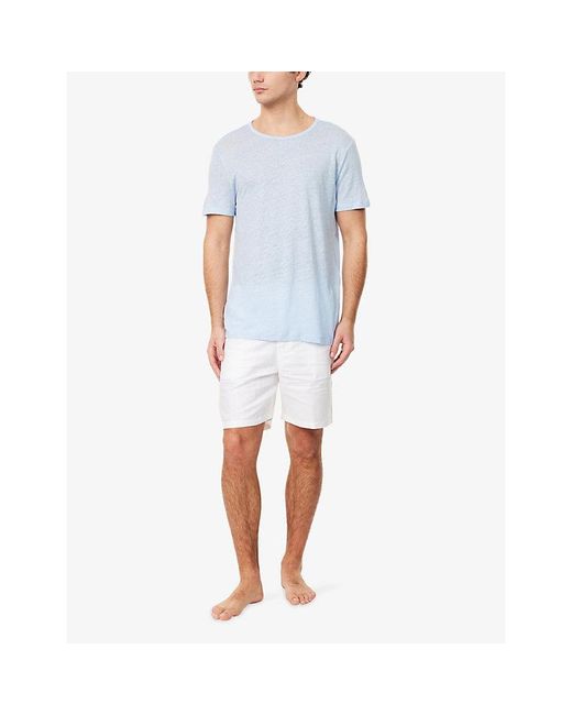 Derek Rose Blue Jordan Short-Sleeve Linen T-Shirt for men