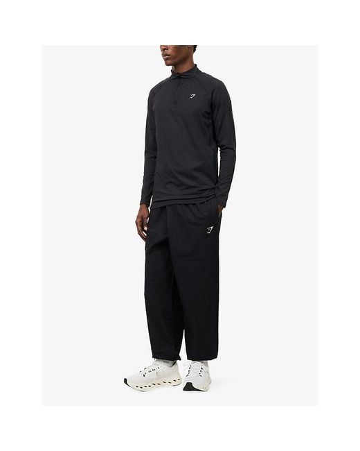 GYMSHARK Blue Pumper Logo-Embroidered Cotton Jogging Bottoms for men