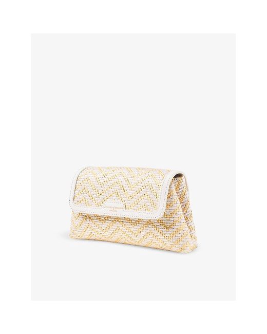 Aspinal Natural Evening Raffia And Leather Clutch