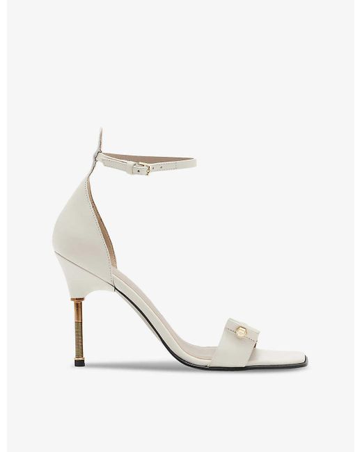 AllSaints White Betty Metal-hardware Heeled Leather Sandals