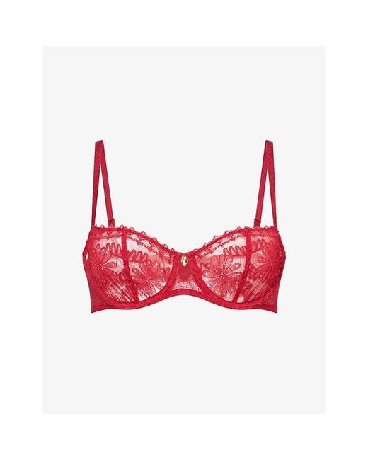Aubade Red Mystery Of Love Half Cup Lace Bra