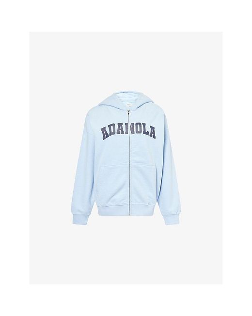 ADANOLA Blue As Oversized Full-Zip Cotton-Jersey Hoody