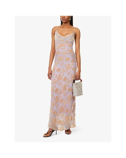 Rat & Boa Pink Athena Flocked-Print Silk-Blend Maxi Dress