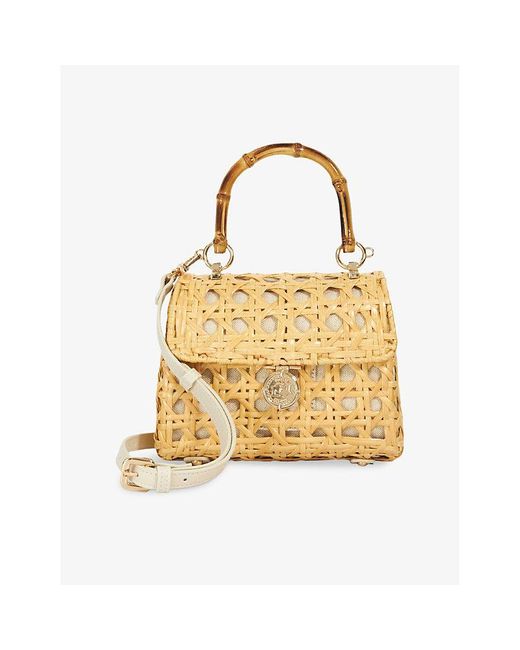 Dune Metallic Diadem Small Rattan Basket Bag