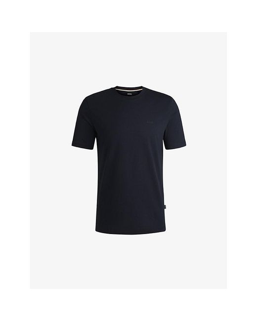 Boss Blue Logo-Print Regular-Fit Cotton T-Shirt for men