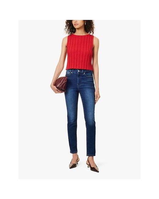 GOOD AMERICAN Blue High-Rise Skinny Stretch-Denim Jeans