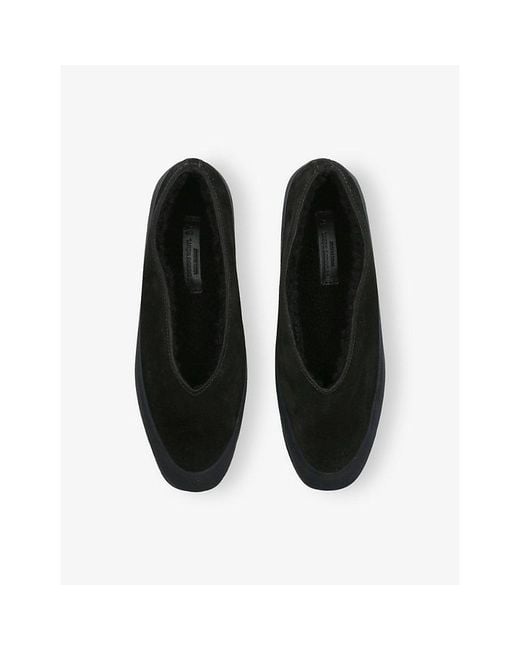 Le Monde Beryl Black Apres Ski Shearling-Lined Suede Ballet Flats
