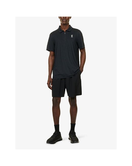 On Shoes Blue Court Quarter-Zip Stretch-Woven Polo Top for men