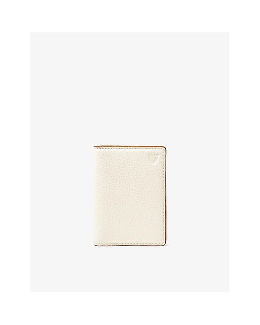 Aspinal Natural Double-fold Logo-embossed Leather Card Case