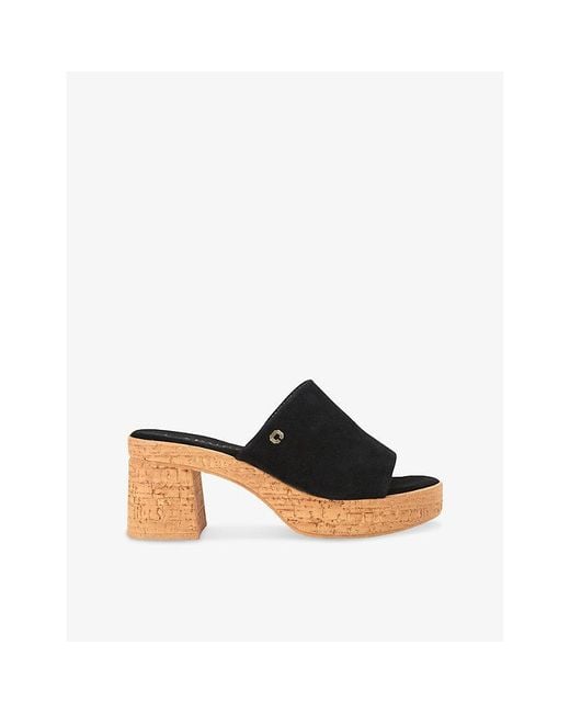 Carvela Kurt Geiger Black Genova Block-Heel Suede Sandals