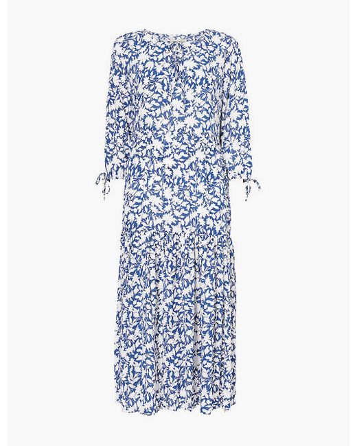 Aspiga Blue Vy/ Virginia Floral-Print Woven Midi Dress