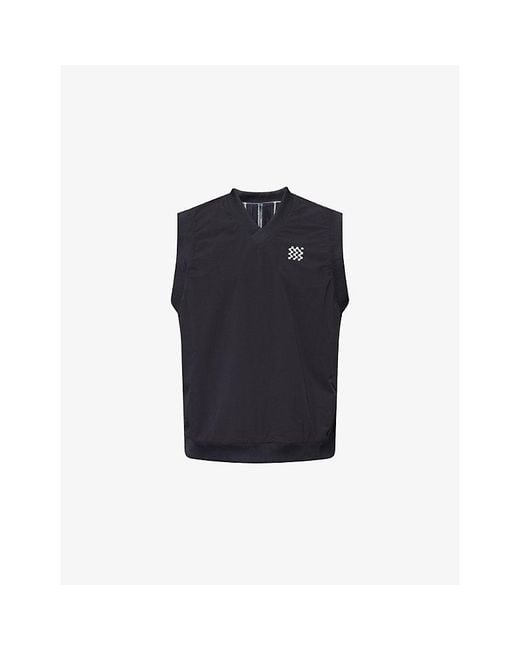 Manors Blue Reversible V-Neck Stretch-Woven Vest for men