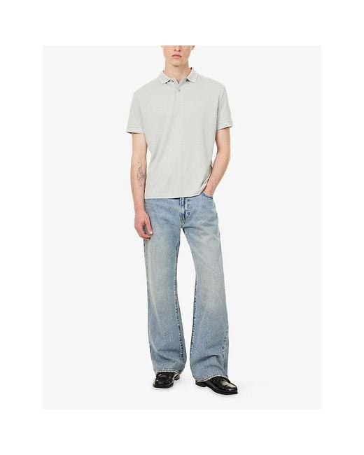 7 For All Mankind White Short-Sleeve Cotton-Blend Polo Top for men