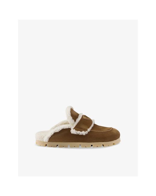 Prada Shearling Sandals Beige Shearling EU 40 UK 7 | Luxe Collective