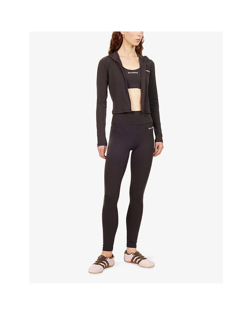 Sporty & Rich Brown Serif Logo Classic-Fit Sports Bra