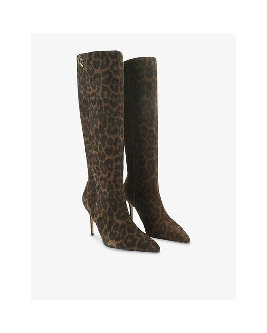 Kurt Geiger Brown Belgravia Suede Heeled Knee-High Boots