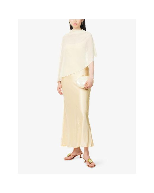 Reformation Natural Lilibeth Sheer-Cape Silk Midi Dress