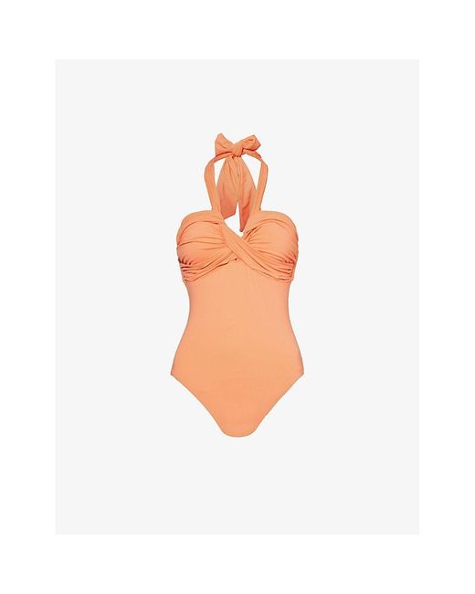Seafolly Orange Collective Halterneck Bandeau Recycled-nylon Swimsuit