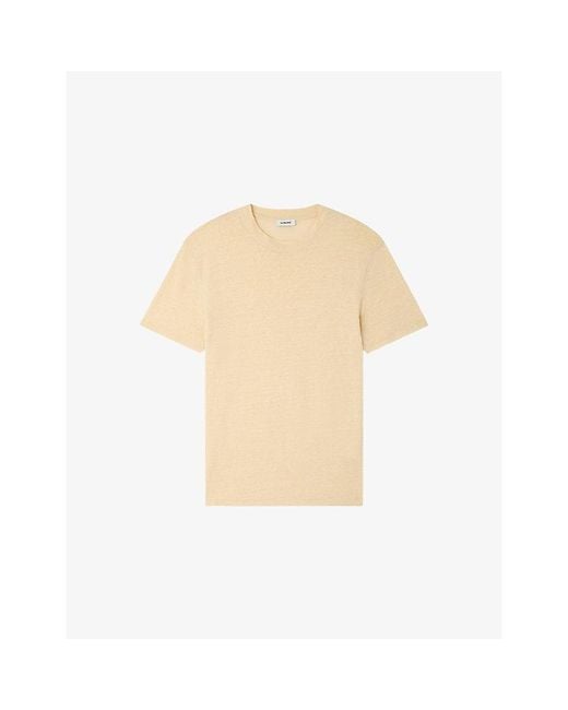 Sandro Natural Crewneck Linen-Jersey T-Shirt for men
