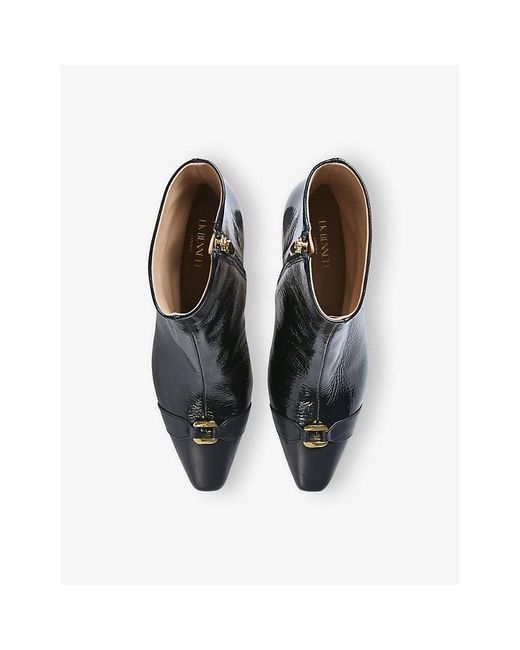 L.K.Bennett Black Hylda Heeled Patent-Leather Ankle Boots