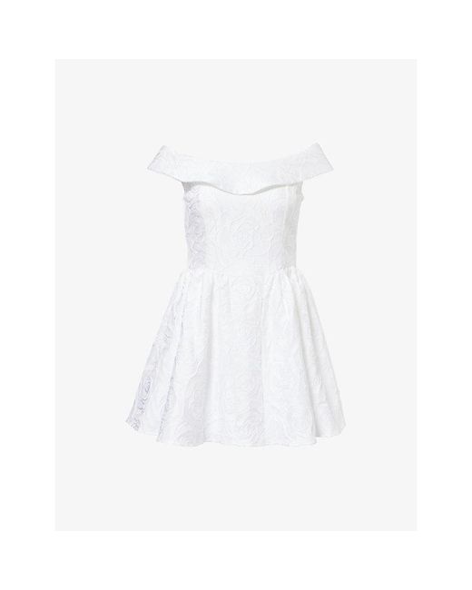 Sister Jane White Willow Jacquard Satin Mini Dress