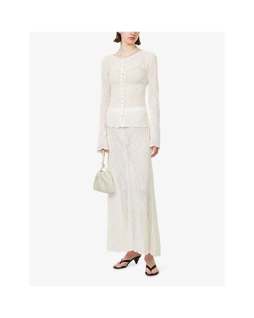 Dissh White Delia Sheer Cotton-Knit Top