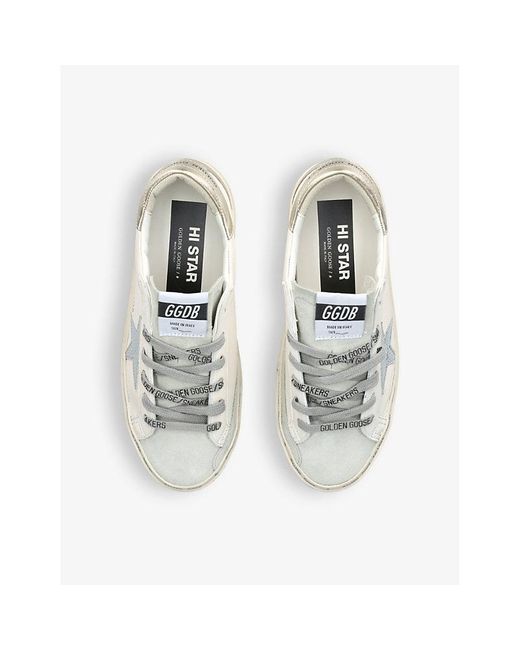 Golden Goose Deluxe Brand Natural Hi Star Logo-embroidered Leather Low-top Trainers