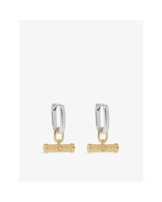 Astley Clarke White X Laura Jackson T-Bar 18Ct-Plated 925 Sterling And Sapphire Huggie Earrings