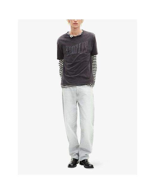 The Kooples Black Logo-Print Short-Sleeve Cotton T-Shirt for men