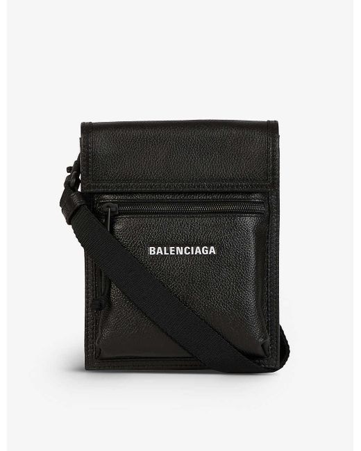 Balenciaga Explorer Brand-embossed Grained-leather Cross-body Bag in ...