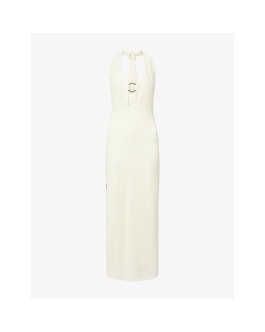Cheap Monday White Montego Ring-Detail Crochet-Knit Maxi Dress