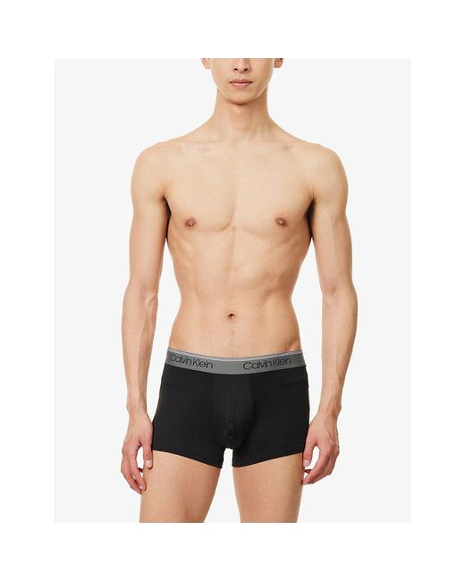 Calvin Klein Multicolor Branded-waistband Low-rise Branded-waistband Mid-rise Pack Of Three Stretch Recycled-polyester Trunks X for men