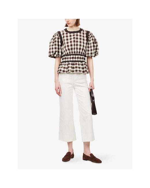 PAIGE White Anessa Wide-Leg Denim Jeans
