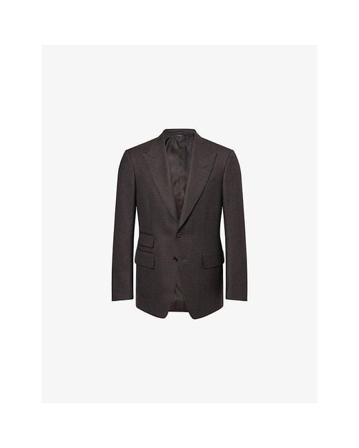 Tom Ford Black Shelton Single-Breasted Checked Wool Jacket for men