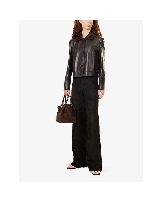Arma Black Karina Wide-Leg Suede Trousers