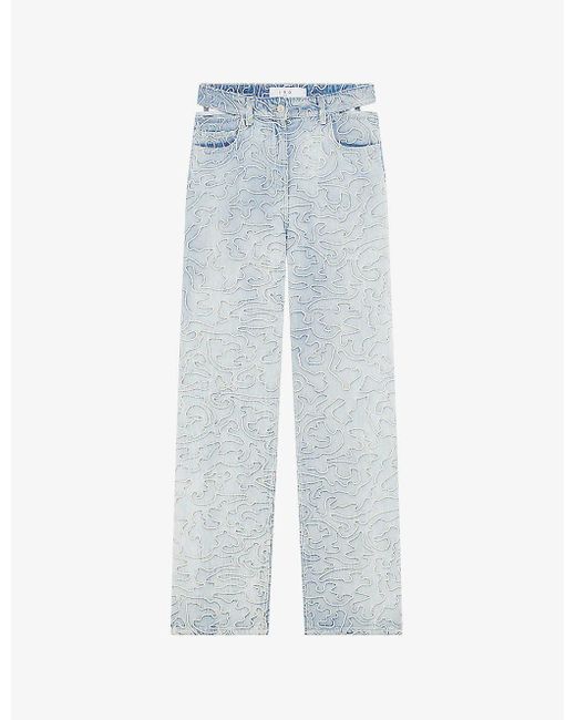 IRO Blue Lambert Cut-out Embroidered High-rise Denim Jeans