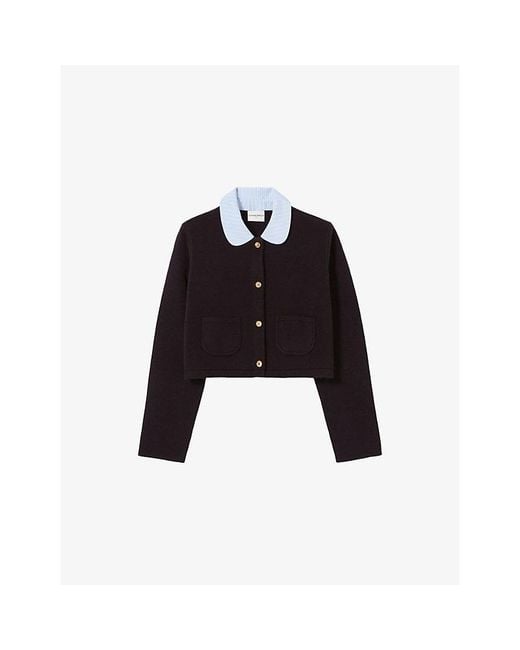 Claudie Pierlot Black Collared Button-Down Knitted Cardigan