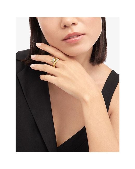 BVLGARI Metallic Serpenti Tubogas 18Ct- 0.50Ct Brilliant-Cut Diamond And Onyx Ring