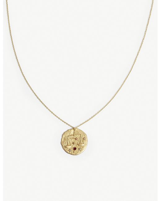 Maje Metallic Aries Zodiac Brass Coin Necklace