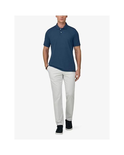 Boggi Blue Short-Sleeved Piqué Cotton-Blend Polo Shirt for men
