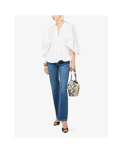 Palmer//Harding White Resilient V-Neckline Cotton Shirt