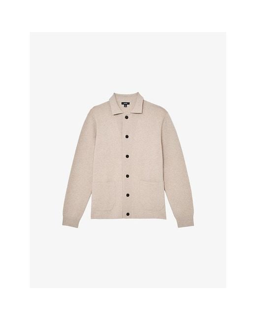 Reiss Natural Collared Button-Through Knitted Cardigan for men