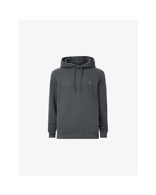 AllSaints Blue Raven Logo-Embroidered Regular-Fit Cotton Hoody for men