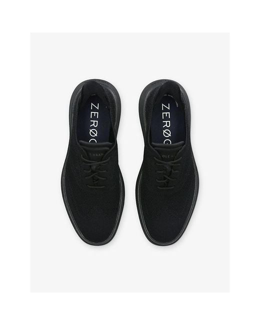 Cole Haan Black Grand Phaze Stitchlite Knitted And Leather Oxford Shoes for men