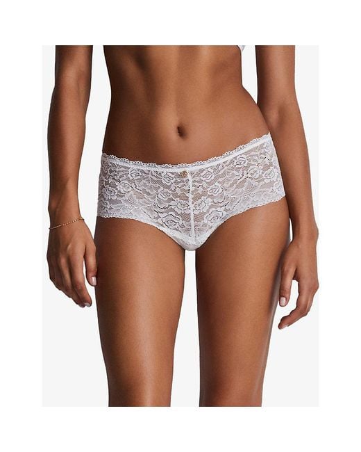 Aubade White Rosessence Mid-Rise Stretch-Lace Briefs