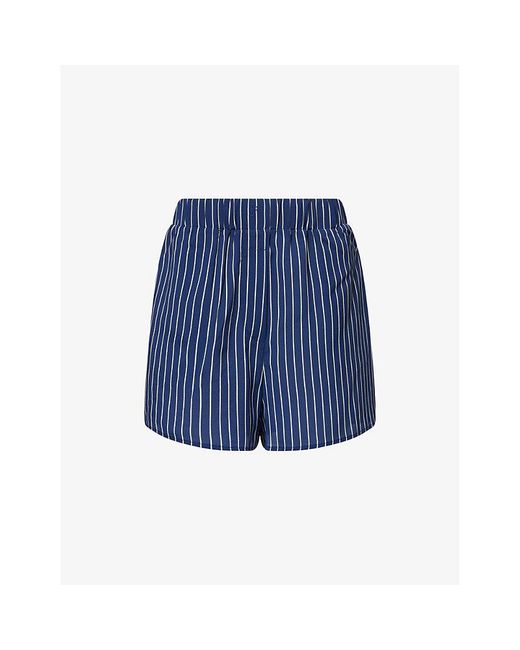 Frankie Shop Blue Lui Striped Woven Shorts