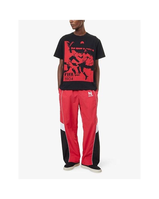 FIFA 1904 Red Graphic-Print Crew-Neck Cotton-Jersey T-Shirt for men