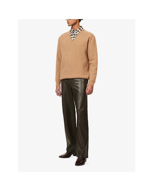Tom Ford Natural Cable-Knit V-Neck Wool Neck for men