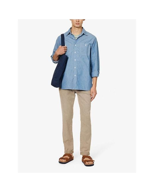 PAIGE Natural Fraser Drawstring-Waistband X-Leg Slim-Fit Stretch-Woven Trousers for men